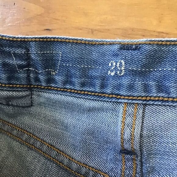 LEVIS Y2K distressed jeans shorts ripped 100% cotton soft denim high waist 29 - Picture 3 of 12